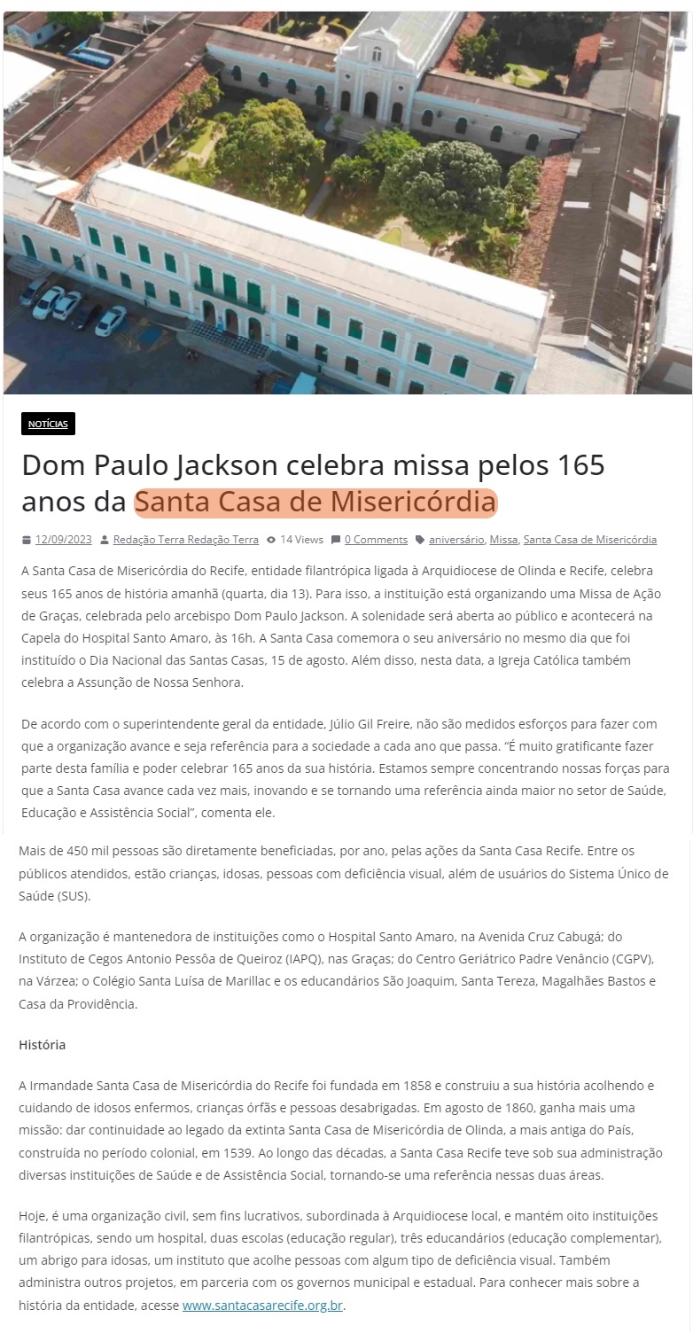 Dom Paulo Jackson celebra missa em comemoração aos 165 anos de SCM
