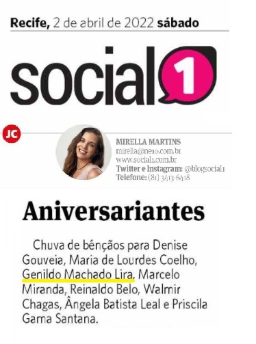 Coluna Social 1 (JC) parabeniza Dr. Genildo Lira