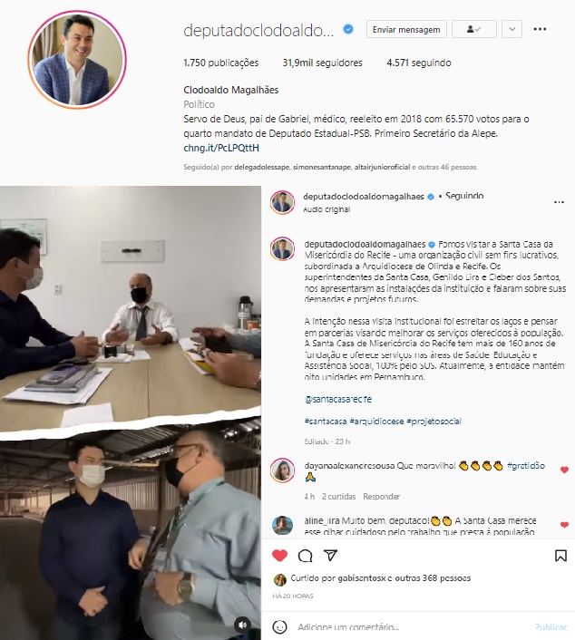 Deputado Clodoaldo Magalhães realiza visita à Santa Casa Recife