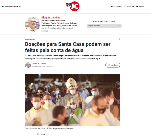 Doações para Santa Casa podem ser feitas pela conta de água