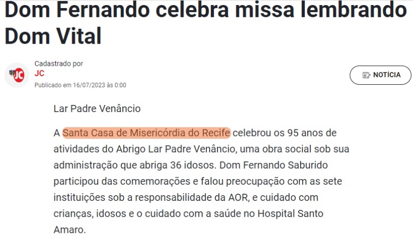 Dom Fernando participou das comemorações dos 95 anos do CGPV