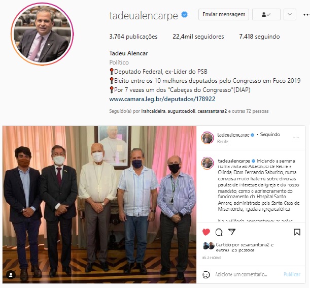 Dom Fernando e deputado Tadeu Alencar conversam sobre aprimoramento no funcionamento do HSA
