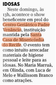 Jornal do Commercio destaca show beneficente do CGPV