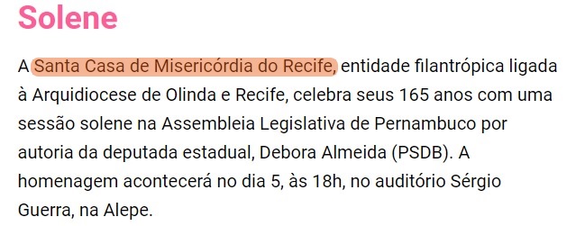 No dia 5 de Outubro, a SCM comemorará seus 165 anos com uma sessão solene na Alepe