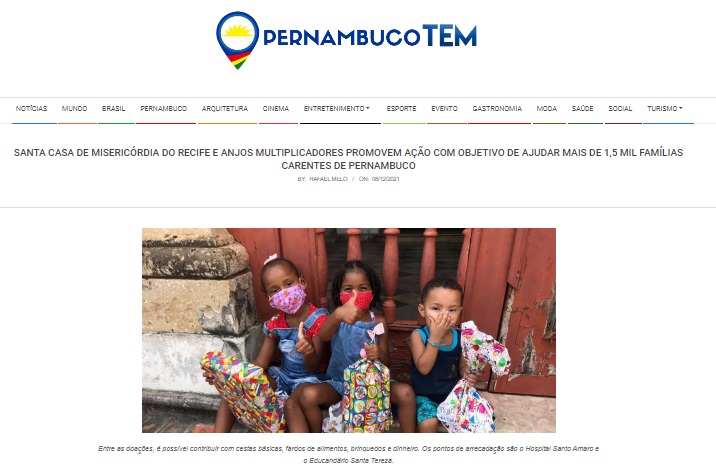 Santa Casa e Anjos Multiplicadores promovem ação com objetivo de ajudar mais de 1,5 mil famílias carentes de Pernambuco