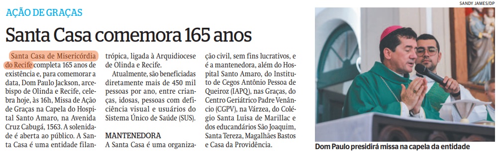SCM comemora 165 anos com missa presidida por Dom Paulo Jackson