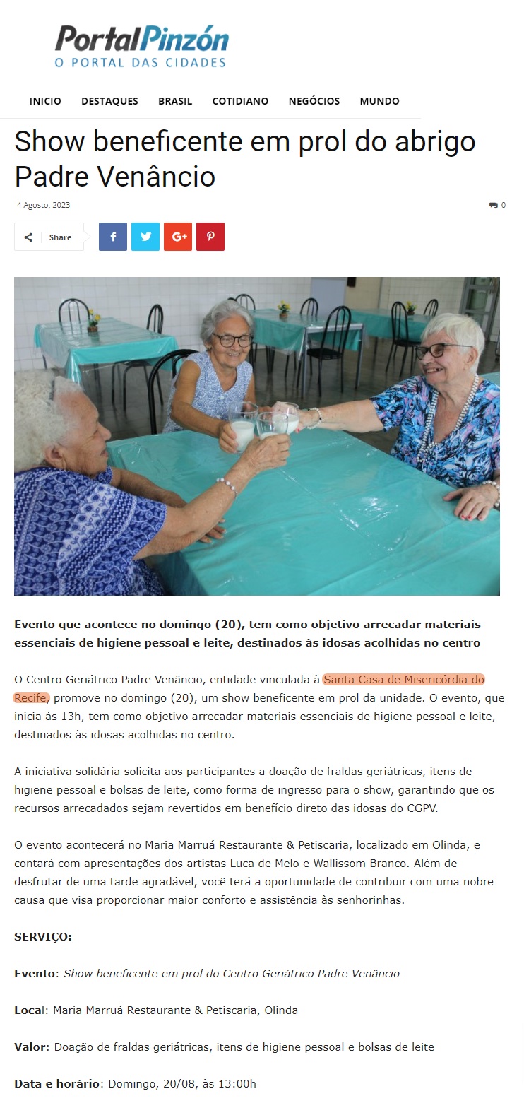 Show solidário busca arrecadações para o CGPV